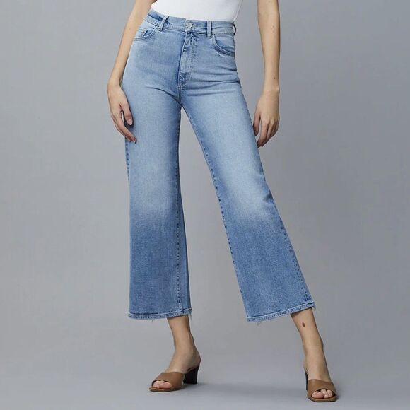 DL1961 Hepburn Wide Leg High Rise Vintage Jeans Droplet Blue Denim Size 30 - Picture 1 of 8